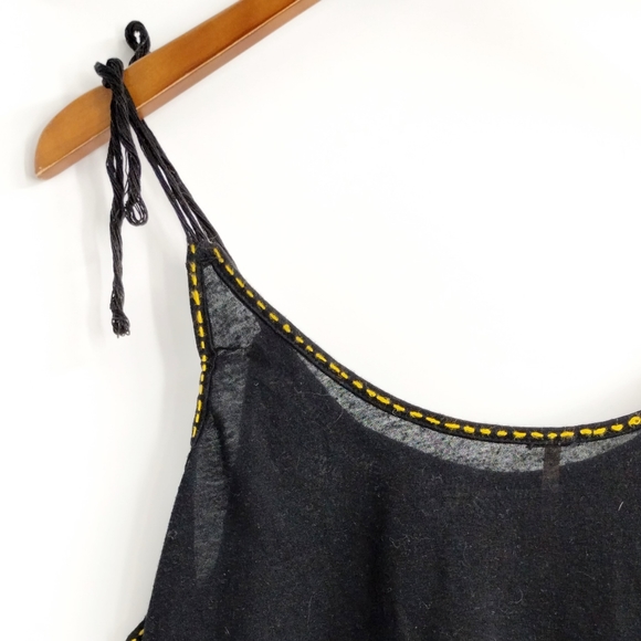 Free People Black Embroidered Linen Blend Tank Top - Picture 6 of 8